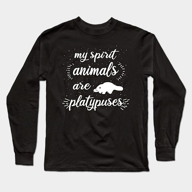 Vintage platypus illustration human outfit fan Long Sleeve T-Shirt by FindYourFavouriteDesign